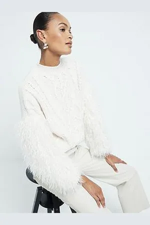 River Island Ultimate Faux Fur Sleeve Jumper