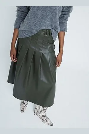 River Island Pu Pleated Midi Skirt - Dark