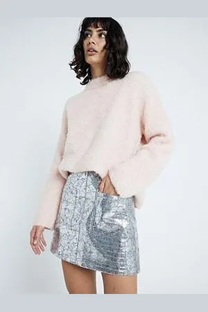 River Island Patch Pocket Mini Skirt - Silver