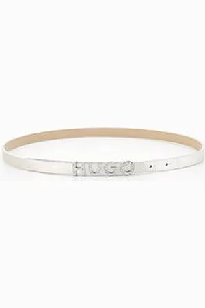 HUGO BOSS Zula Metallic Diamante Belt - Silver