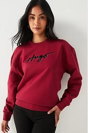 HUGO BOSS Easy Crew Neck Logo Sweatshirt - Red