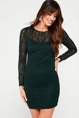 Very Lace Long Sleeve Bodycon Mini Dress