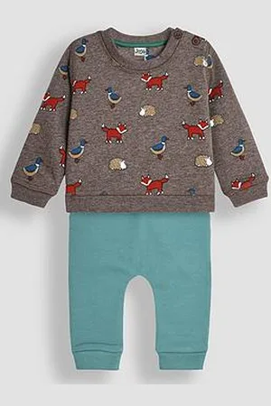 JoJo Maman Bébé Boys Wilderness Friends Print Sweatshirt & Joggers Set