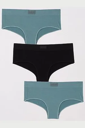 Everybody 3Pk Seamless Hipster Briefs - Black/Teal