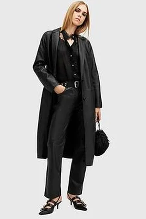 AllSaints Aire Long Line Leather Coat