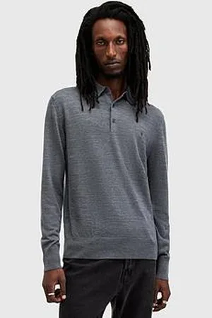 AllSaints Mode Merino Long Sleeve Knitted Polo