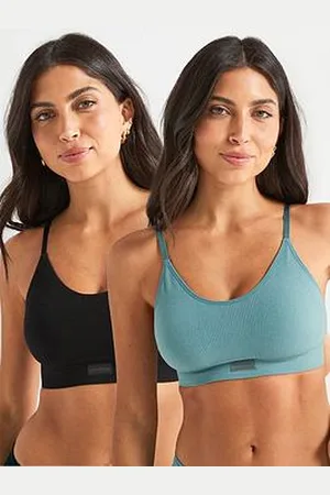 Everybody 2Pk Seamless Padded Bralettes - Black/Teal