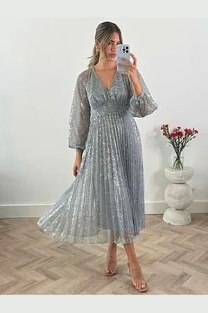 Style Cheat Dannica Metallic Long Sleeve Midaxi Dress