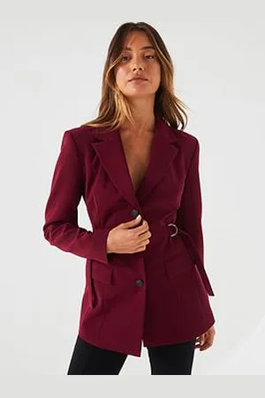 Very Buckle Waisted Blazer - Burgundy