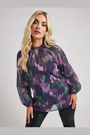 Yours Curve Keyhole Crochet Trim Blouse