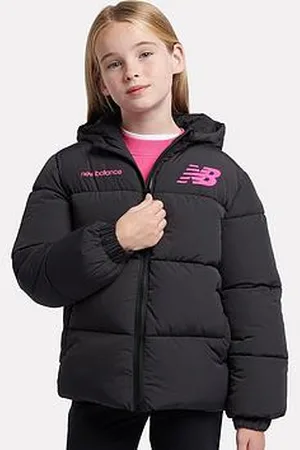 New Balance Kids Wide Baffle Graphic Logo Quilted Coat