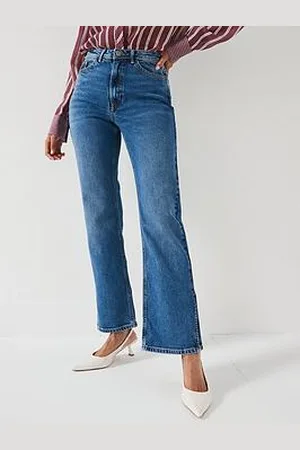 Very Split Hem Straight Leg Jeans - Midi Wash