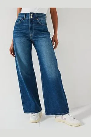 Very Double Button Wide Leg Jeans
