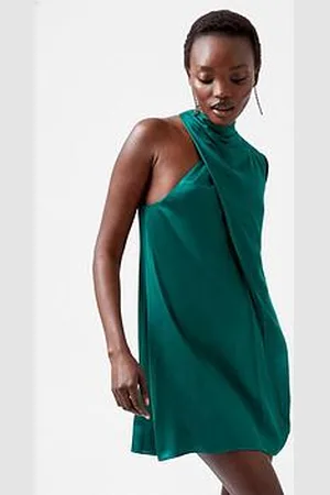French Connection Satin Asymmetric Long Sleeve Mini Dress