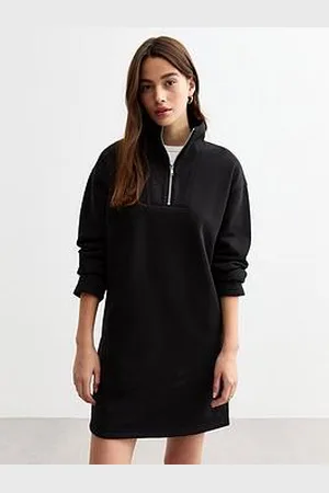 New Look Funnel Neck Half Zip Sweater Mini Dress
