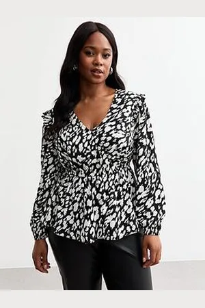 New Look Curve Woven Frill Trim Wrap-Effect Top