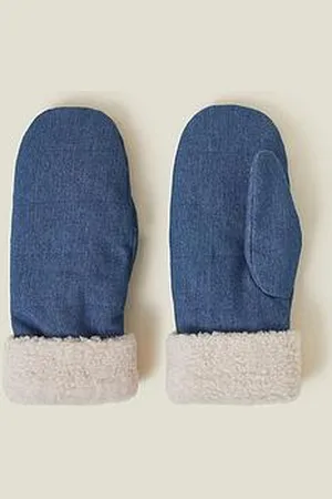 Accessorize Denim Sheepskin Mitten