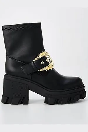 VERSACE Buckle Detail Biker Boots