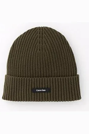 Calvin Klein Classic Cotton Tab Logo Rib Beanie