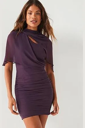 Very Mesh Short Sleeved Mini Dress - Burgundy