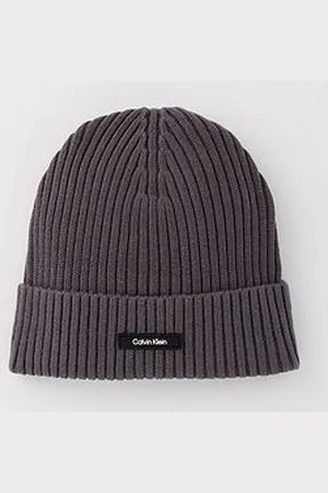 Calvin Klein Classic Cotton Tab Logo Rib Beanie