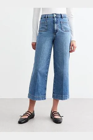 New Look Patch Pocket Crop Wide Leg Jeans