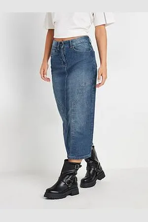 PixieGirl Petite Panel Midi Denim Skirt