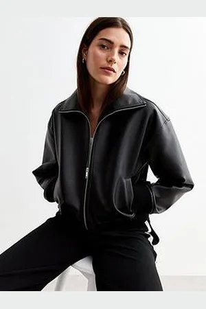 New Look Leather Bomber Jacket