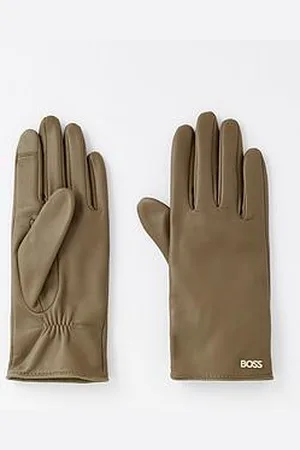HUGO BOSS Gueen Leather Gloves - Khaki