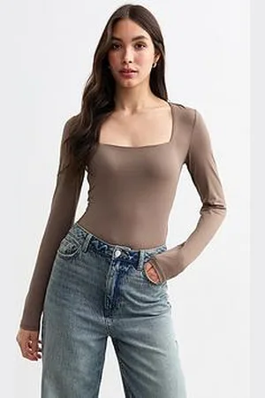 New Look Mink Square Neck Long Sleeve Bodysuit