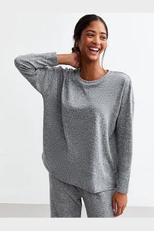 New Look Dark Melange Long Sleeve Pyjama Top