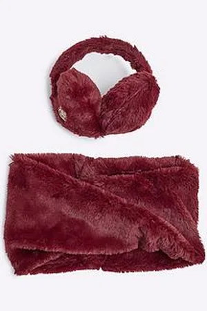 River Island Older Girl Faux Fur Ear Muff Hat And Snood Set