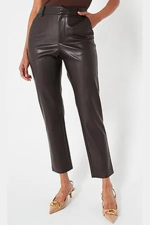 Very Faux Leather Slim Trousers - Chocolate
