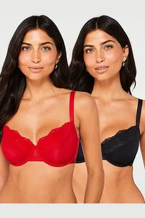 Dorina Macie-2Ppnon Padded Wired Bra - Red/Black