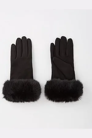 Very Suedette Gloves With Faux Fur Trim