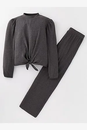 Very Girls Snit Tie Front Crew Neck Jumper And Trouser Set