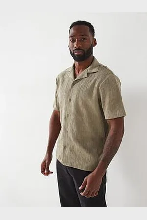 River Island Short Sleeve Regular Fit Revere Plisse Shirt