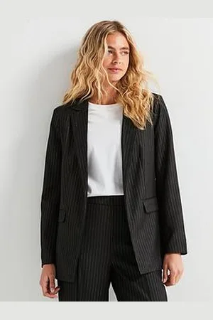 Pieces® Long Sleeve Sparkle Pin Stripe Blazer