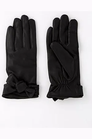 Very Real Leather Bow Trim Gloves