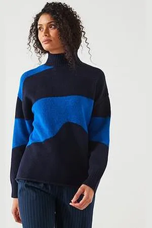 Very Funnel Neck Abstract Colour Block