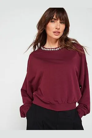 Very Oversized Diamonte Trim Sweatshirt