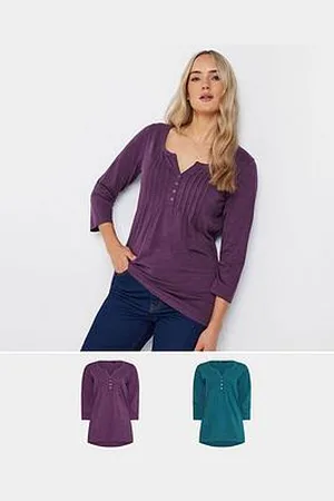 Long Tall Sally 2 Pack 3/4 Sleeve Pintuck Top - Multi