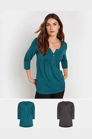 Long Tall Sally 2 Pack 3/4 Sleeve Pintuck Top - Multi