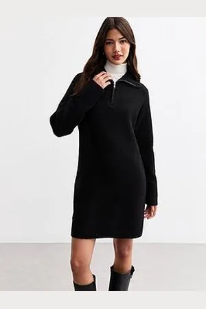 New Look Knitted Half Zip Mini Jumper Dress