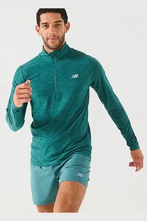 New Balance Mens Running Space Dye 1/4 Zip - Dark
