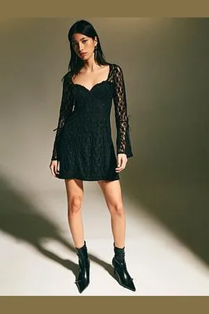 New Look Lace Long Sleeve Mini Dress