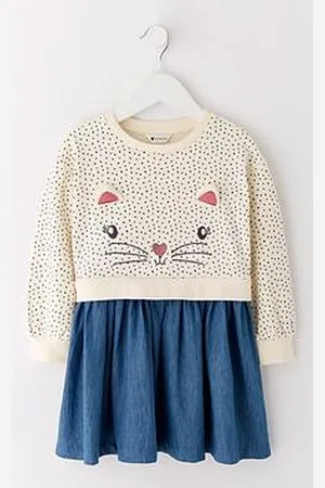 Very Girls Character Sweat And Denim Dress