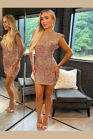 Ax Paris Sequin High Neck Bodycon Mini Dress