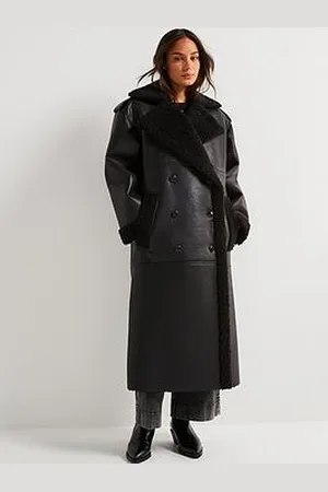 HUGO BOSS Mifara Borg Lined Faux Leather Trench Coat