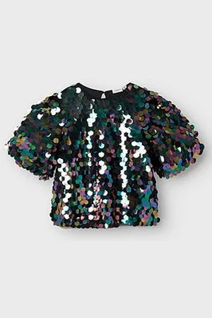 NAME IT Girls Sequin Short Sleeve Top
